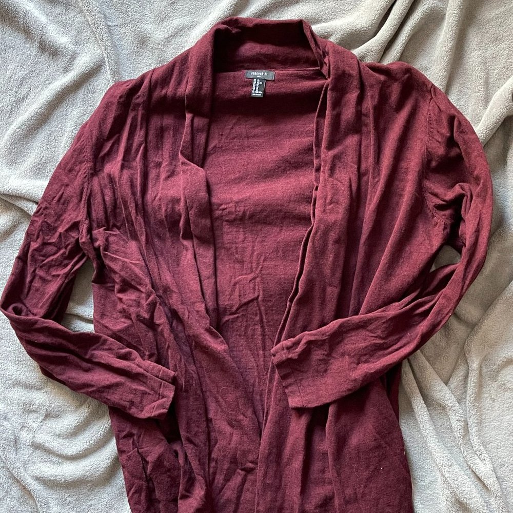 Forever 21 Men Long Maroon Cardigan